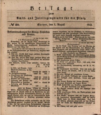 Königlich bayerisches Amts- und Intelligenzblatt für die Pfalz Dienstag 1. August 1843