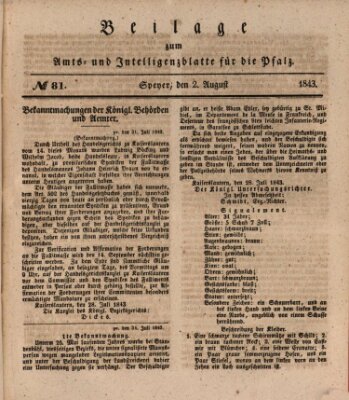 Königlich bayerisches Amts- und Intelligenzblatt für die Pfalz Mittwoch 2. August 1843