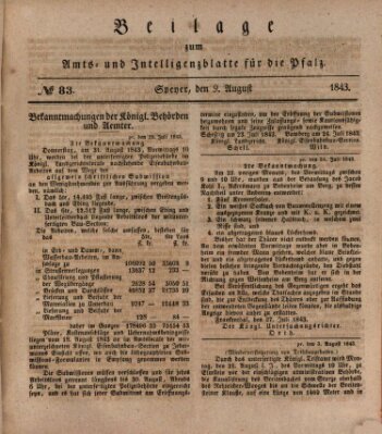 Königlich bayerisches Amts- und Intelligenzblatt für die Pfalz Mittwoch 9. August 1843