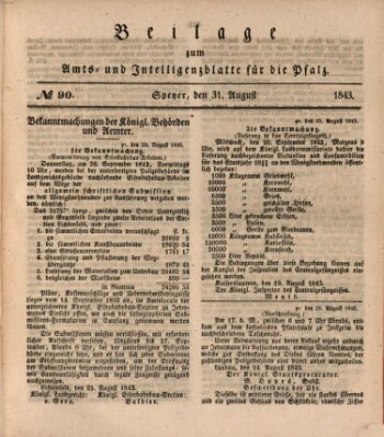 Königlich bayerisches Amts- und Intelligenzblatt für die Pfalz Donnerstag 31. August 1843