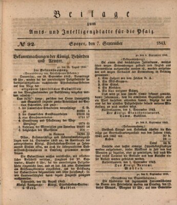 Königlich bayerisches Amts- und Intelligenzblatt für die Pfalz Donnerstag 7. September 1843