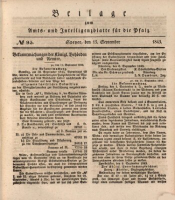 Königlich bayerisches Amts- und Intelligenzblatt für die Pfalz Freitag 15. September 1843