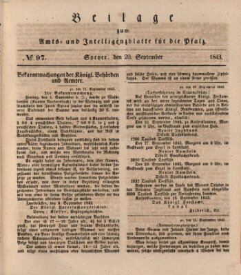 Königlich bayerisches Amts- und Intelligenzblatt für die Pfalz Mittwoch 20. September 1843