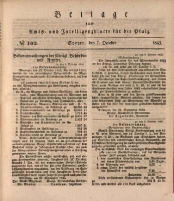 Königlich bayerisches Amts- und Intelligenzblatt für die Pfalz Samstag 7. Oktober 1843