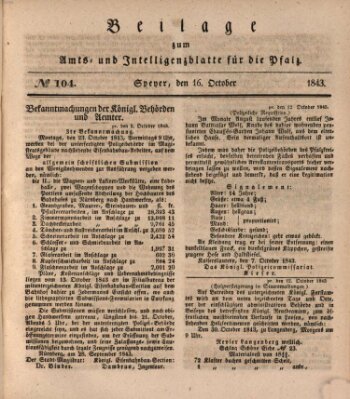 Königlich bayerisches Amts- und Intelligenzblatt für die Pfalz Montag 16. Oktober 1843