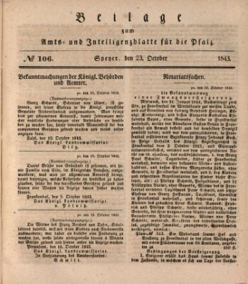 Königlich bayerisches Amts- und Intelligenzblatt für die Pfalz Montag 23. Oktober 1843