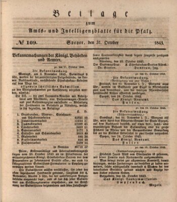 Königlich bayerisches Amts- und Intelligenzblatt für die Pfalz Dienstag 31. Oktober 1843