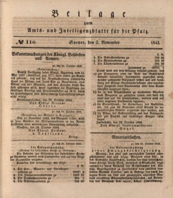 Königlich bayerisches Amts- und Intelligenzblatt für die Pfalz Donnerstag 2. November 1843