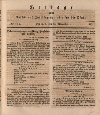 Königlich bayerisches Amts- und Intelligenzblatt für die Pfalz Samstag 18. November 1843