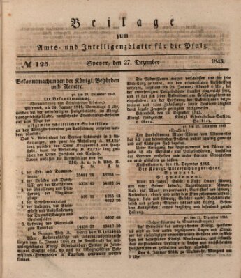 Königlich bayerisches Amts- und Intelligenzblatt für die Pfalz Mittwoch 27. Dezember 1843