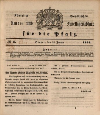 Königlich bayerisches Amts- und Intelligenzblatt für die Pfalz Montag 15. Januar 1844