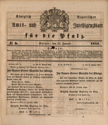 Königlich bayerisches Amts- und Intelligenzblatt für die Pfalz Samstag 20. Januar 1844