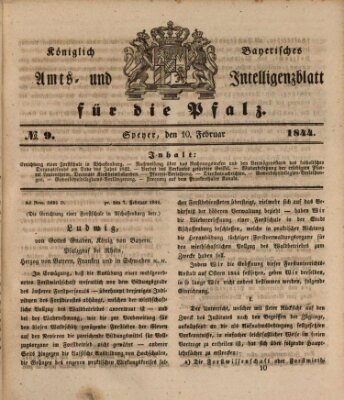 Königlich bayerisches Amts- und Intelligenzblatt für die Pfalz Samstag 10. Februar 1844