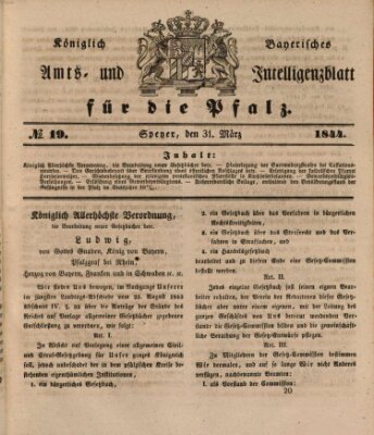 Königlich bayerisches Amts- und Intelligenzblatt für die Pfalz Sonntag 31. März 1844