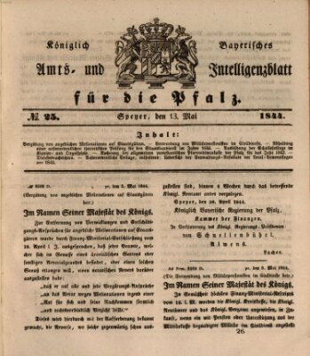 Königlich bayerisches Amts- und Intelligenzblatt für die Pfalz Montag 13. Mai 1844