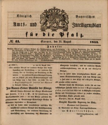 Königlich bayerisches Amts- und Intelligenzblatt für die Pfalz Freitag 30. August 1844