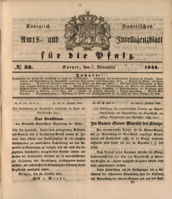 Königlich bayerisches Amts- und Intelligenzblatt für die Pfalz Donnerstag 7. November 1844