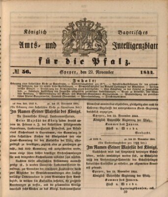 Königlich bayerisches Amts- und Intelligenzblatt für die Pfalz Freitag 29. November 1844