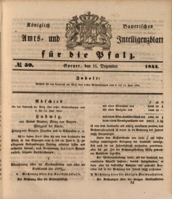 Königlich bayerisches Amts- und Intelligenzblatt für die Pfalz Montag 16. Dezember 1844