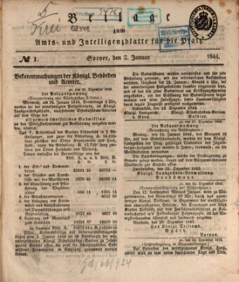 Königlich bayerisches Amts- und Intelligenzblatt für die Pfalz Dienstag 2. Januar 1844