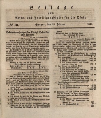 Königlich bayerisches Amts- und Intelligenzblatt für die Pfalz Donnerstag 15. Februar 1844