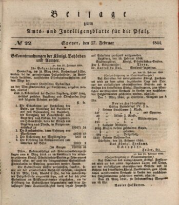 Königlich bayerisches Amts- und Intelligenzblatt für die Pfalz Dienstag 27. Februar 1844