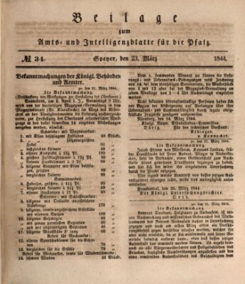 Königlich bayerisches Amts- und Intelligenzblatt für die Pfalz Samstag 23. März 1844