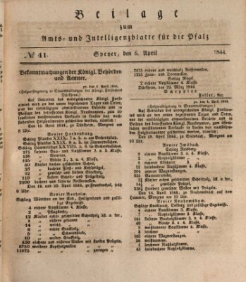 Königlich bayerisches Amts- und Intelligenzblatt für die Pfalz Samstag 6. April 1844