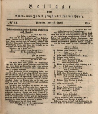 Königlich bayerisches Amts- und Intelligenzblatt für die Pfalz Montag 15. April 1844