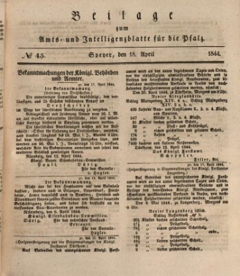 Königlich bayerisches Amts- und Intelligenzblatt für die Pfalz Donnerstag 18. April 1844