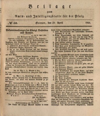 Königlich bayerisches Amts- und Intelligenzblatt für die Pfalz Montag 29. April 1844