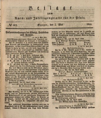 Königlich bayerisches Amts- und Intelligenzblatt für die Pfalz Donnerstag 2. Mai 1844