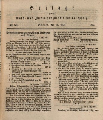 Königlich bayerisches Amts- und Intelligenzblatt für die Pfalz Dienstag 14. Mai 1844