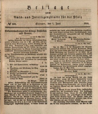 Königlich bayerisches Amts- und Intelligenzblatt für die Pfalz Samstag 1. Juni 1844