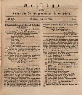 Königlich bayerisches Amts- und Intelligenzblatt für die Pfalz Montag 17. Juni 1844