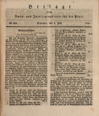 Königlich bayerisches Amts- und Intelligenzblatt für die Pfalz Montag 1. Juli 1844