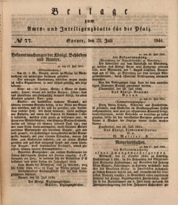 Königlich bayerisches Amts- und Intelligenzblatt für die Pfalz Montag 29. Juli 1844