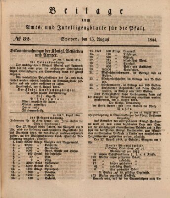 Königlich bayerisches Amts- und Intelligenzblatt für die Pfalz Dienstag 13. August 1844