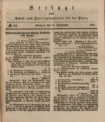 Königlich bayerisches Amts- und Intelligenzblatt für die Pfalz Samstag 14. September 1844