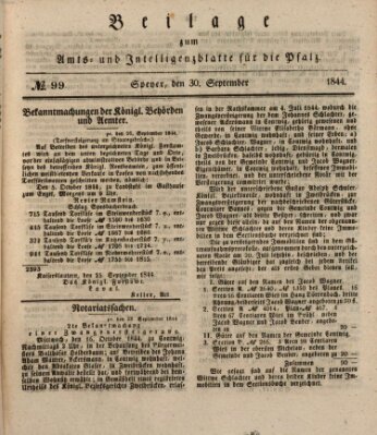 Königlich bayerisches Amts- und Intelligenzblatt für die Pfalz Montag 30. September 1844