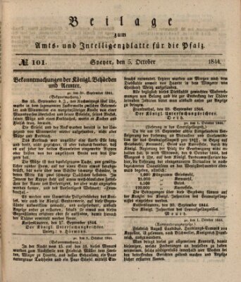 Königlich bayerisches Amts- und Intelligenzblatt für die Pfalz Samstag 5. Oktober 1844