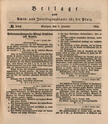 Königlich bayerisches Amts- und Intelligenzblatt für die Pfalz Dienstag 8. Oktober 1844