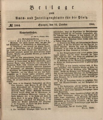 Königlich bayerisches Amts- und Intelligenzblatt für die Pfalz Montag 14. Oktober 1844