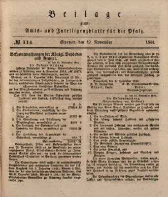 Königlich bayerisches Amts- und Intelligenzblatt für die Pfalz Dienstag 19. November 1844