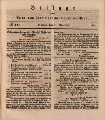 Königlich bayerisches Amts- und Intelligenzblatt für die Pfalz Donnerstag 21. November 1844