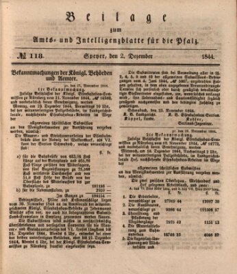 Königlich bayerisches Amts- und Intelligenzblatt für die Pfalz Sonntag 1. Dezember 1844