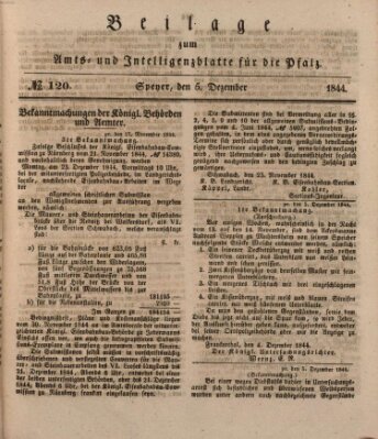 Königlich bayerisches Amts- und Intelligenzblatt für die Pfalz Donnerstag 5. Dezember 1844