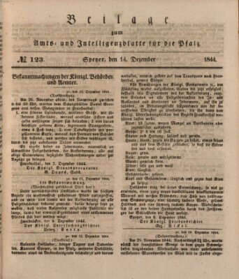 Königlich bayerisches Amts- und Intelligenzblatt für die Pfalz Samstag 14. Dezember 1844