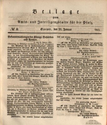 Königlich bayerisches Amts- und Intelligenzblatt für die Pfalz Montag 20. Januar 1845