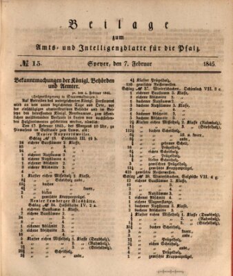 Königlich bayerisches Amts- und Intelligenzblatt für die Pfalz Freitag 7. Februar 1845